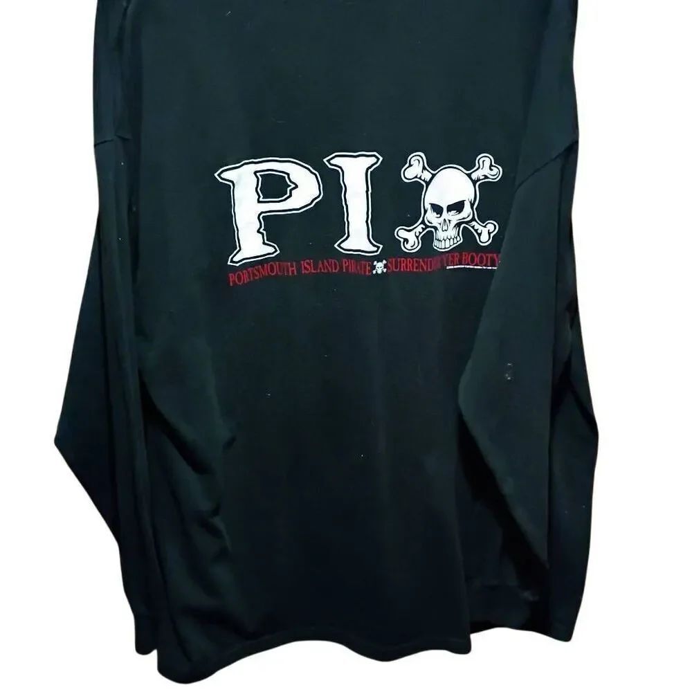 Vintage Rare Long sleeve Portsmouth Island Pirate T-shirt XXL Black